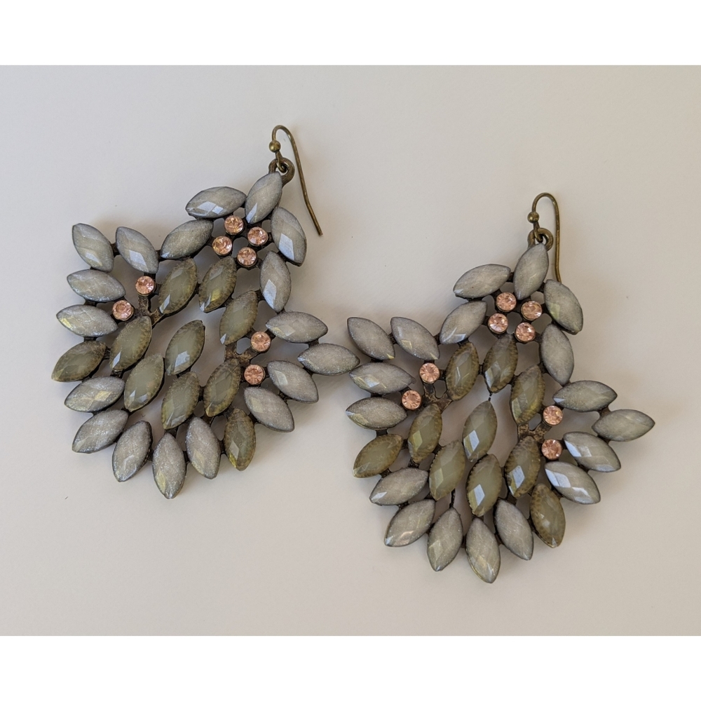UNIQUE Chandelier Statement Earrings Sage and Pink